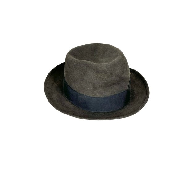 1950s 60s Stetson fedora in dark gray with red feathers Size 22 circumference - Picture 4 of 7